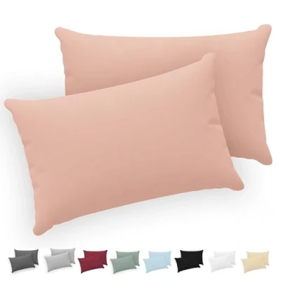 Image de Twinzen® Taie Oreiller 50x70 (Lot de 2) 100% Coton Jersey 150 GSM cm d&#039;oreiller Housse Coussin avec Fermeture Éclair Certifié Oeko Tex