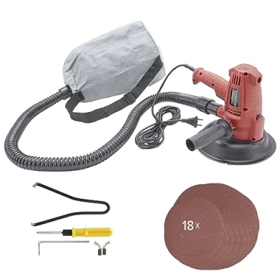 Image de Arebos Ponceuse de plafond 710W avec aspiration et 18x papier abrasif 6 vitesses 1.500 3.000 t/mn pour cloisons sèches/Ponceuse murale