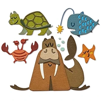 Image de Sizzix Thinlits Die 665378 Sous la mer #2 coloriser par Tim Holtz lot de 23
