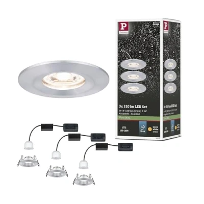 Image de Paulmann 94305 LED Nova mini Spots encastrés Coin rond fixe incl. 3x4 watts Spot encastré pour plafond Alu tourné Lampe encastrée aluminium Blanc chaud 2700 K
