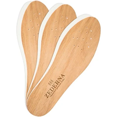 Image de Zederna® 3 paires de semelles chaussures confort en cèdre, semelle anti odeur et transpiration. Aide le traitement mycose ongle pied, efficace comme un désodorisant chaussure, transpirant pied.