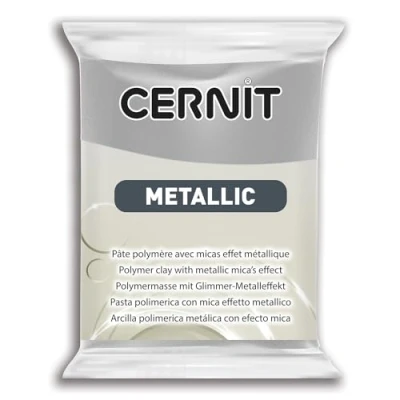 Image de CERNIT CE0870056080C Un Pain de Pâte Polymère Metallic à Modeler Cuire Couleur argent Bloc 56 g