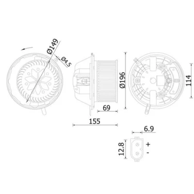 Image de MAHLE ORIGINAL AB 219 000S Pulseur d&#039;Air pour véhicules avec/sans climat. direction à droite/à gauche sans régulateur intégré