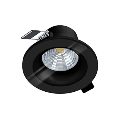 Image de Eglo Spot LED encastrable Salabate, luminaire encastré extra plat et dimmable en aluminium noir verre transparent, lampe plafond pour salle de bains, blanc neutre, IP44, Ø 8,8 cm