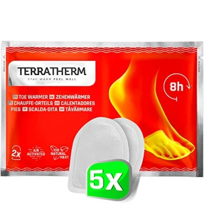 Image de TerraTherm Chauffe Pieds Collants, Pied 8 Heures de Chaleur, chaufferette à Tout Type Chaussure, Super Mince, confortablement Doux, Pieds, 5 Paires