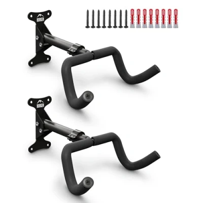 Image de Borgen Support mural pour vélo, angle et distance au mur réglables jusqu&#039;à 20 kg, pliable, VTT, vélo de course Rembourrage extra doux