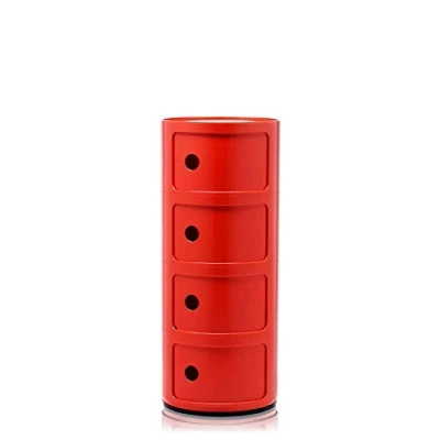 Image de Kartell Componibili, Conteneur 4 éléments, Rouge, Base ronde
