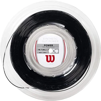 Image de Wilson Cordages de Raquettes, Synthetic Gut Power, Rouleau 2 mètres, Noir, 1,30 mm, Unisexe, WRZ905200