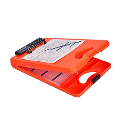 Image de Saunders 53402 Deskmate II Safety avec calculatrice, porte bloc sur formulaire Cartouche poignée, le bas, unterteiltes Compartiment intérieur, plastique, signal couleur fluo, pour DIN A4