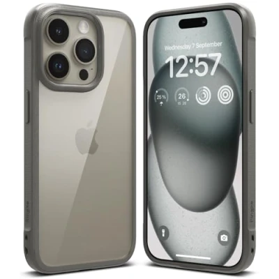 Image de Ringke Compatible avec Coque iPhone 15 Pro [Fusion] Anti Jaunissement Transparente Clear Rigide Polycarbonate Back TPU Souple Bumper Étui Antichoc de Protection Bold Gray