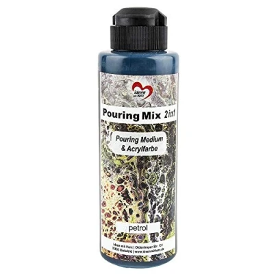 Image de ideen mit herz Pouring Mix 2en1 Medium de lissage et peinture acrylique médium coulage déjà intégré dans la Peinture, Aucun mélange requis 180 ml (essence)