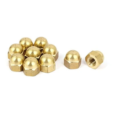 Image de sourcing map 10pcs Écrou Borgne Laiton M8 Hexagonal Dôme Clou Décoratif pour Vis Boulon