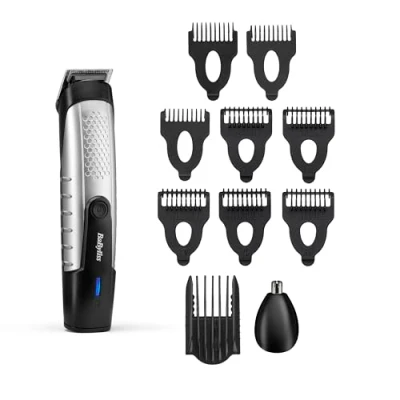 Image de BaByliss T812E Tondeuse barbe Lithium Power, Sans fil, nez oreille incluse, 100% Waterproof, Noire