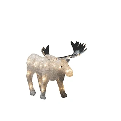 Image de Konstsmide Figurine de Noël à LED pour l&#039;extérieur (IP44) ou utilisation en intérieur/fonctionne avec piles : 4 AA 1,5 V (excl.) / minuterie 6 h 24 blanc chaud/câble transparent