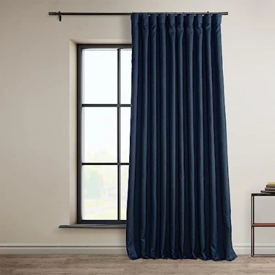 Image de HPD Half Price Drapes Rideaux occultants Extra Larges en Faux Lin pour Chambre à Coucher et Salon (1 Panneau), 254 x 274 cm de Long, Indigo