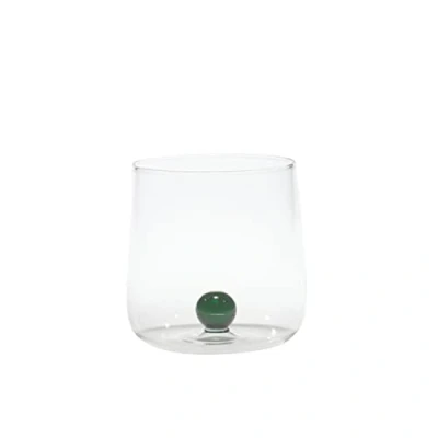 Image de Zafferano Bilia Tumbler en Verre Transparent Fait Main, Décoré d&#039;une Boule de Coloré à L&#039;Intérieur, cl 44 h 90mm d 88mm Set 6 pièces Vert