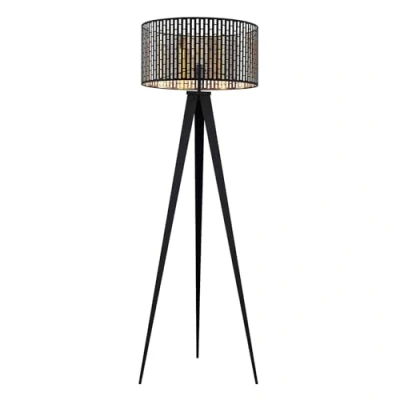 Image de Lindby Lampadaire Thoralf en Noir Métal e. a. pour Salon &amp; Salle à manger (1 lampe,à E27), Sur Pied, Lampe a de Sol