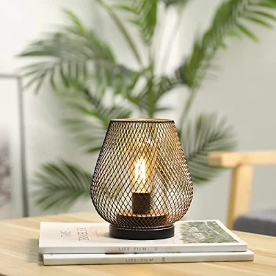 Image de JHY DESIGN Lanterne LED en forme de cage métal alimentée par piles avec idéale pour les mariages, fêtes, événements sur la terrasse, l&#039;intérieur et l&#039;extérieur