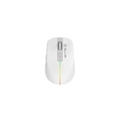 Image de TELLUR Souris sans Fil avec clic Silencieux, Rechargeable, Nano récepteur USB 2,4 GHz, 1600 DPI, Bande Lumineuse RVB, Design Fin et léger à Transporter (Blanc)