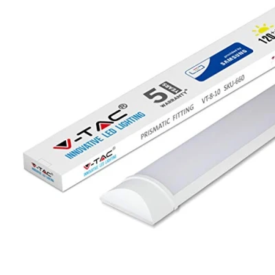 Image de Fixations de lattes V TAC 10W 1ft LED Lampe à tube intégré 4000K Blanc lumière du jour 300x74x24mm Eclairage mural et au plafond 30000h Longue durée vie