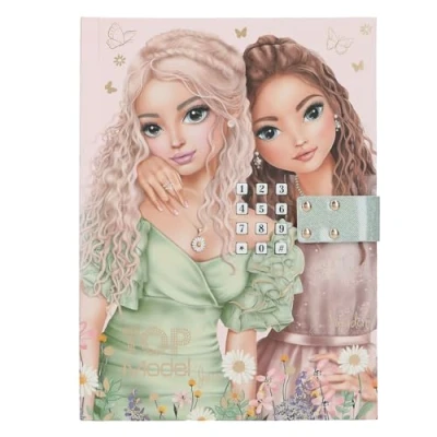 Image de Depesche 13622 TOPModel Summer Feeling Journal Intime avec Code chiffré et Son, Livre en Rose, Motif de modèle 192 Pages lignées