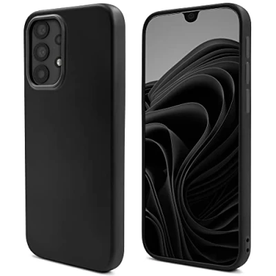 Image de Moozy Lifestyle. coque en silicone pour Samsung A32 5G, noir légère liquide avec finition mate et doublure microfibre douce, de qualité supérieure Neuf