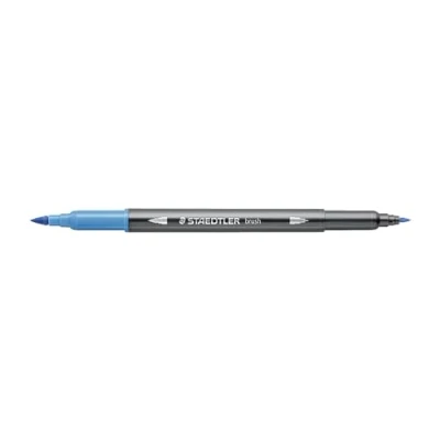 Image de STAEDTLER 3001 Feutre de Coloriage Aquarellable Double Pointe Pinceau 1 6 mm et Fine 0,5 0,8 Bleu D&#039;Eau 34