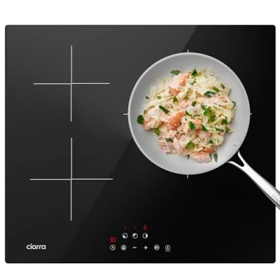 Image de CIARRA CBBIH3 Plaque Induction 3 Feux Encastrable 6100W Commande Tactile en Verre Microcristal 9 Niveaux de Puissance Verrouillage Enfant Fonction Pause