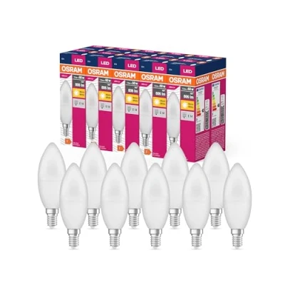 Image de OSRAM Valeur d&#039;étoile LED Classic B60 Lampe pour la base E14, forme de bougie, FR, 806 lumens, blanc chaud (2700k), remplacement des ampoules 60W conventionnelles, non dimmables, 10 pack