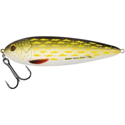 Image de Abu Garcia Rattlin&#039; Atom Leurre dur pour la Pêche des Carnassiers en Eau Douce Hameçons Triples Très Résistants et Piquants