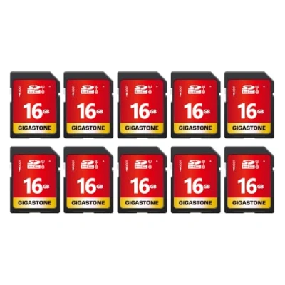 Image de Gigastone 16 Go SDHC Carte Mémoire, Lot de 10 Cartes, Prime Série, Vitesse Transfert allant jusqu&#039;à 80 Mo/s. pour Photos, vidéos, Musique, fichiers, Caméscope, Caméra, PC, Classe U1 UHS I