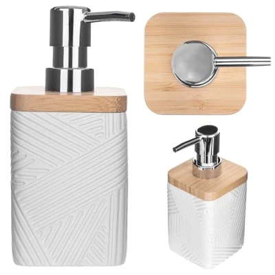 Image de KADAX distributeur de savon liquide vaisselle, rechargeable, moderne, pour les mains, avec pompe, blanc, carré