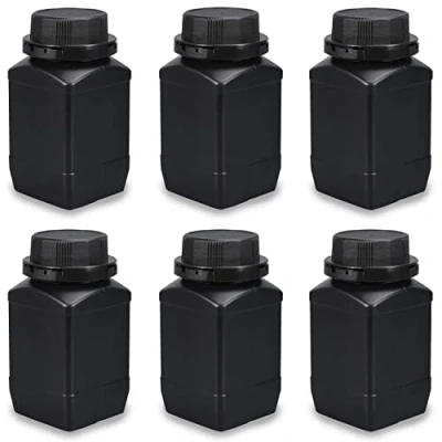Image de Lxoraziy 6 Pièces Flacons à Col Large de 500 ml en HDPE avec Bouchon Visser, Produits Chimiques, Bidons Laboratoire Couvercle Comme Récipient Stockage, pour Laboratoire(Noir)