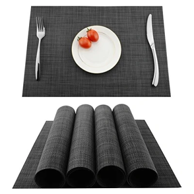 Image de KoKaKo Lot de 4 sets table en PVC, antidérapants et lavables, résistants à la chaleur aux salissures, Fibres synthétiques, gris foncé,