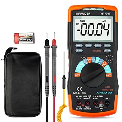 Image de Multimètre Numérique INFURIDER 770T TRMS 6000 Comptes DMM Voltmètre Ampèremètre à Plage Automatique pour AC/DC Volt Ampères Ohm, Diode, Capacité, Température, Continuité