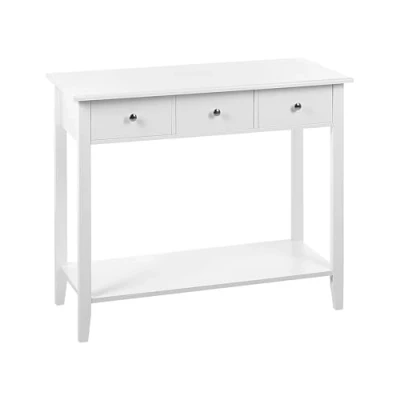 Image de Console Blanche en MDF et Bois de Pin à 3 Tiroirs Moderne Bureau Minimaliste Galva