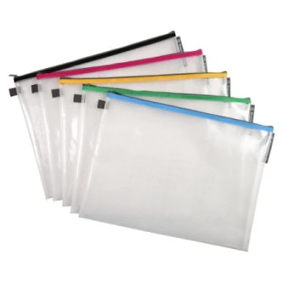 Image de Lot de 10 Pochette EVA transparente, format A3, fermeture zippée coloris assortis