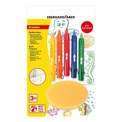 Image de Eberhard Faber 524105 Set de craie bain, 5 crayons bain et éponge, lavable sans résidus