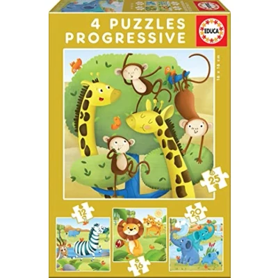 Image de Educa Animaux de la Ferme. 4 Puzzles Enfant Progressifs. +3 Ans. Ref. 17145