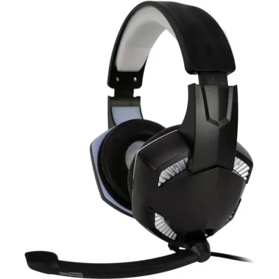Image de Casque Pro Gamer Amstrad Basic AMS H555 argent avec Rétroéclairage LED 40mm Power Bass micro intégré, réglage volume Neuf