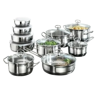 Image de Karcher ensemble de casseroles Jasmin (acier inoxydable, 20 pièces, y compris couvercle en verre et bols acier induction)