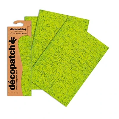 Image de Décopatch C301O Une pochette de 3 feuilles papier imprimé 30x40 cm, Craquelé Vert