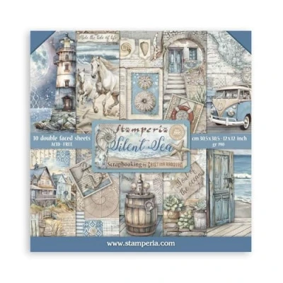 Image de Stamperia Scrapbook Paper Pad for Scrapbooking, Albums, Card Making, Bullet Journalling and More, Acid Free, Double Sided, Perfect Hobbies, Crafts, Gifting (Silent Sea) (30.5 x 30.5cm)