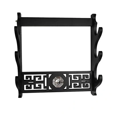 Image de GOONSDS Support Mural Épée Holder Samurai Display Hanger pour Katana Wakizashi 3TIER,Bagua 3 Tier