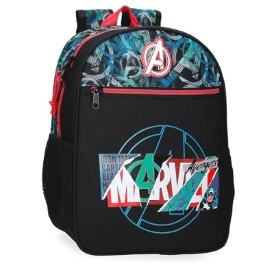 Image de Joumma Marvel Shield Sac à Dos Scolaire Adaptable au Chariot Noir 27 x 33 11 cm Polyester 9,8 L, Noir,