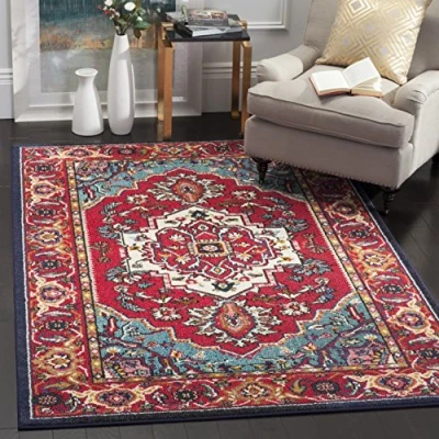 Image de Safavieh Grand Tapis de Salon rectangulaire pour Une Utilisation en intérieur, Polypropylène, Rouge/Turquoise, 200 X 300 cm