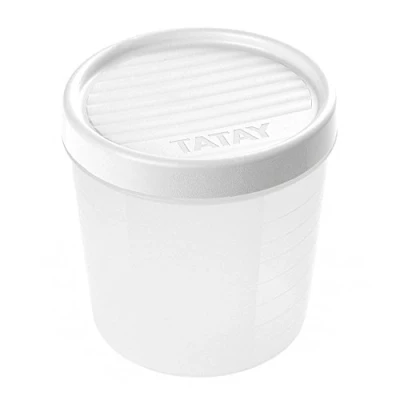 Image de TATAY Boîte Alimentaire, Hermétique, Capacité de 1 L, Couvercle à vis, sans BPA, passe au micro ondes et lave vaisselle, Blanc. Dimension: 12 x 12,5 cm