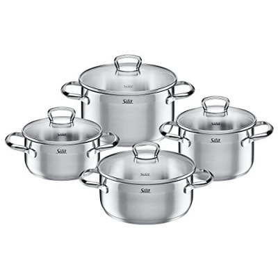 Image de Silit Toskana 2109273608 Lot de 4 casseroles avec couvercle en verre Argenté