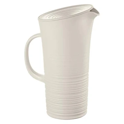 Image de Guzzini Tierra, Carafe avec Couvercle en Plastique recyclé Blanc Lait, 18.7 x 13.4 10 h26.9 cm 1800 CC 181701156