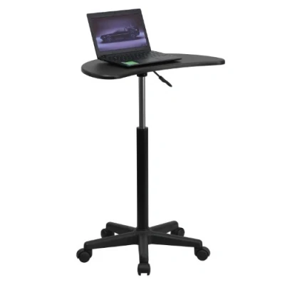 Image de Flash Furniture Table de Bureau surélevée pour Travailler Assis et Debout Compact Ordinateur au Design Moderne Noir